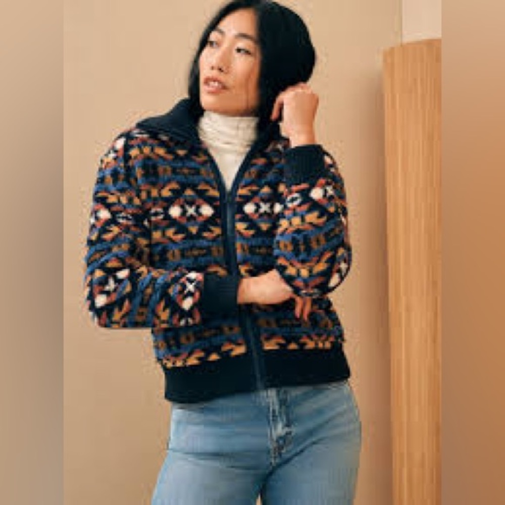 Faherty Native Designed High Pile Fleece Jacket Size XS